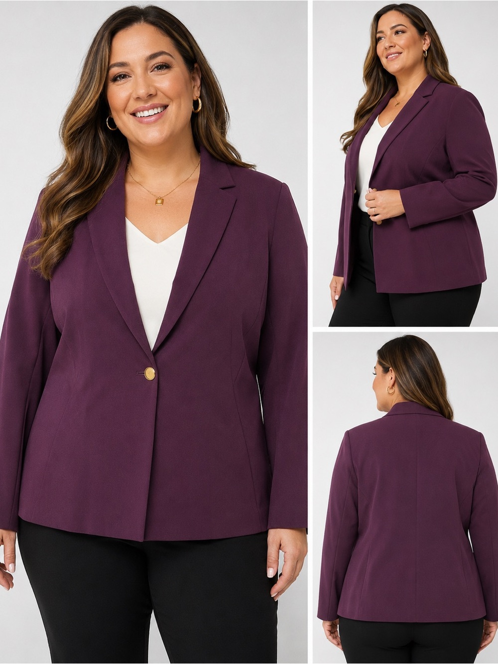 Calvin Klein Deep Plum Single-Button Blazer